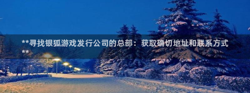 天辰平台注册地址在哪里找：**寻找银狐游戏发行公司的总部：获取确切地址和联系方式
**